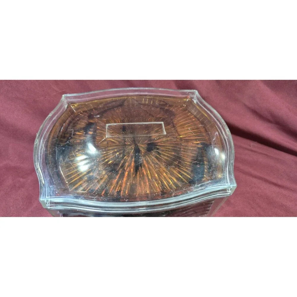 Vtg MCM Tortoiseshell Lucite Snack Trays Coasters Starburst Set of 8 Clear Box